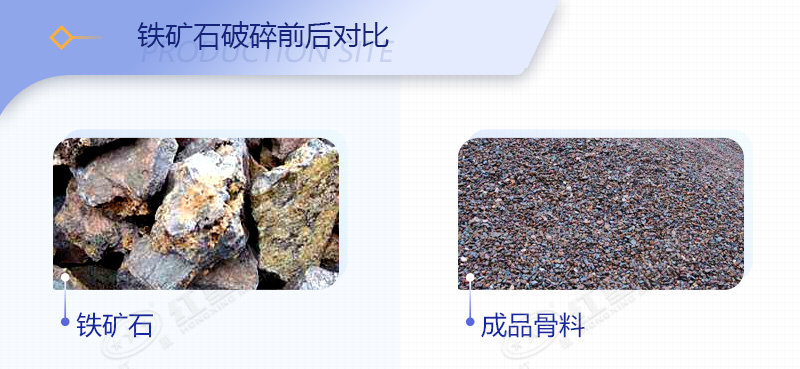 鐵礦石破碎前后對比圖 鐵礦石破碎前后對比圖